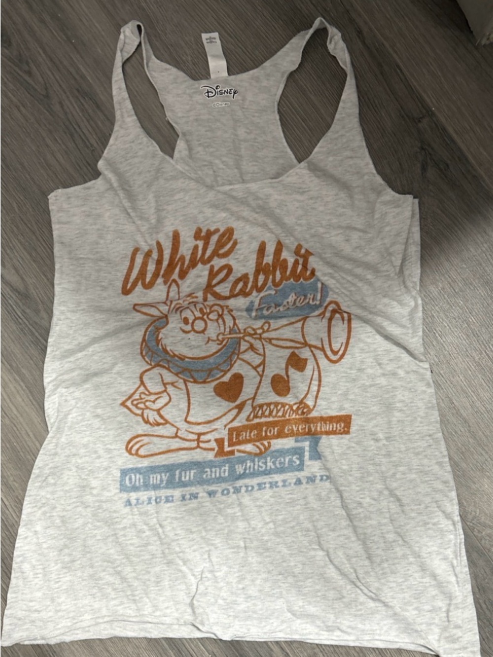 Disney Gray Tank Top with Brown and Blue White Rabbit Graphic
